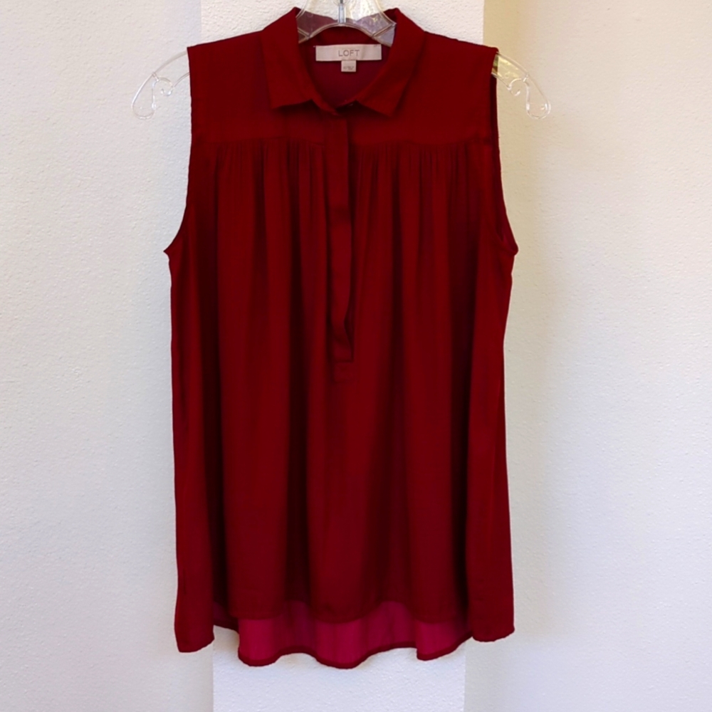 LOFT Burgundy sleeveless blouse, size XS